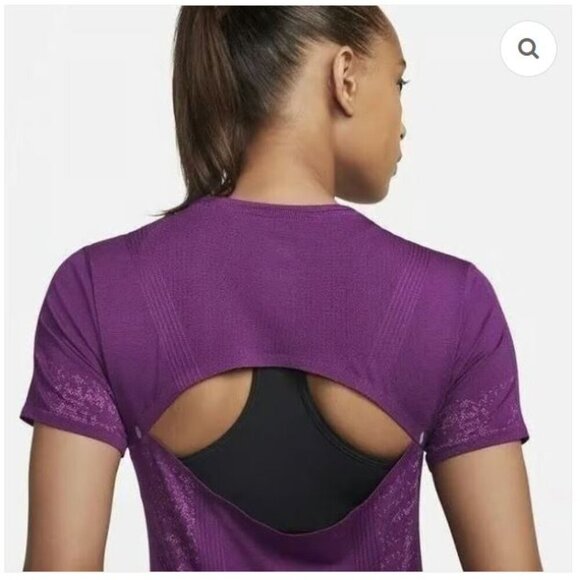 NWT Nike Women's Dri-FIT ADV Short-Sleeve Slim Fit Aura Top in Purple - Size XL - Picture 2 of 8